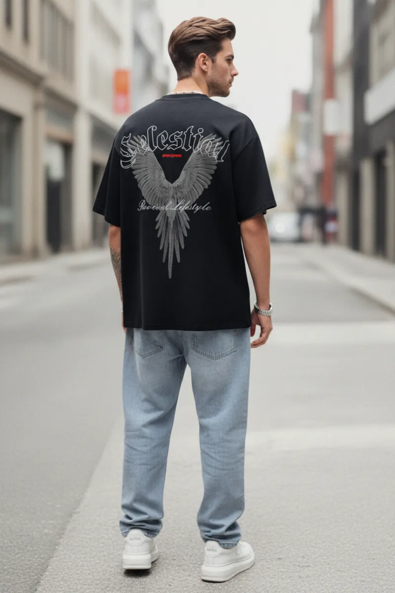 US Vesta Oversized Printed T Shirt for Men | Premium Cotton T-Shirt Trendy Stylish Graphic Oversized Streetwear Tees